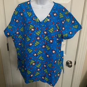 Scrubs top Gabby Brooke Santa Elves Christmas Short Sleeve Medical Large NWT 2X